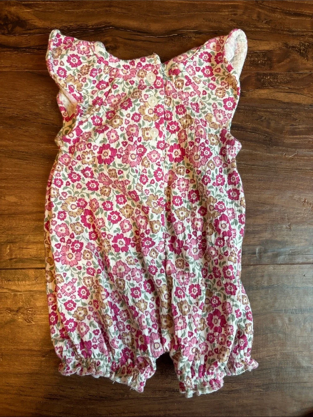 Pink Knit Baby Romper & Floral Bubble Romper 2-pack
